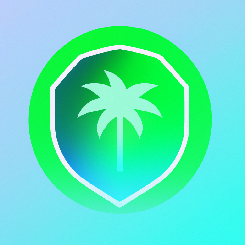Logo bouclier avec palmiers